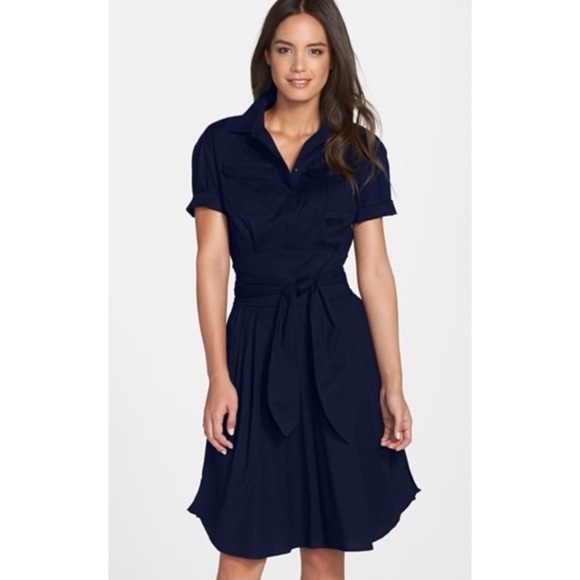 CYNTHIA STEFFE MAYA SHIRTDRESS 12 HIDDEN BUTTON FRONT WAIST TIE MIDI CASUAL CHIC - Picture 1 of 12